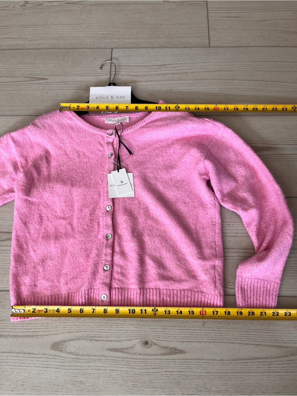 Olive & Oak Pink Button Cardigan with Cream Floral Skirt - Picture 8 of 11